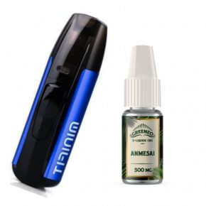 Kit CBD Minifit Justfog + Anmesai Greeneo 10ml - Bleu