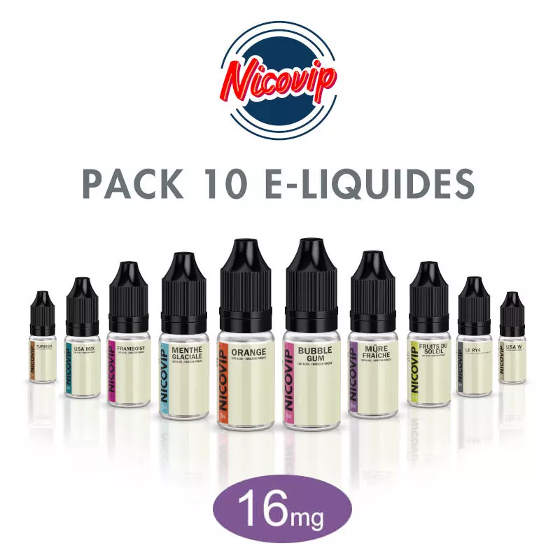 Pack 10 E-liquides Nicovip 16mg P2375*