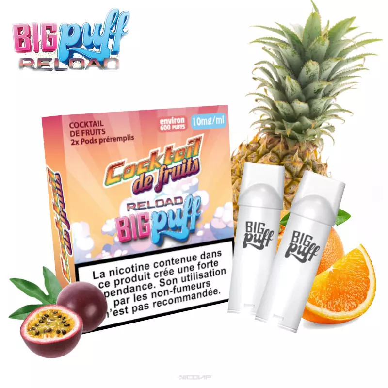 Pack 2 Cartouches Coctkail de Fruits Big Puff Reload 6303