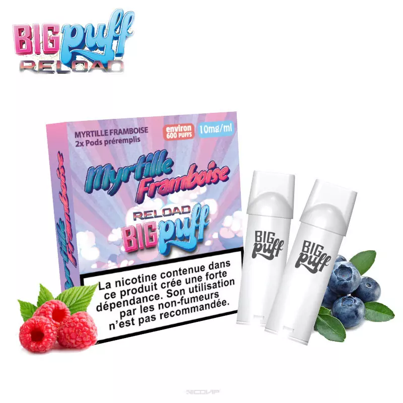Pack 2 Cartouches Myrtille Framboise Big Puff Reload 6308