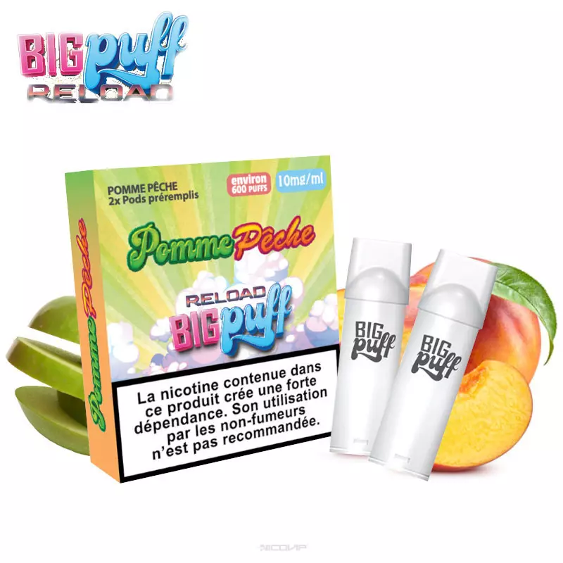 Pack 2 Cartouches Pomme Pêche Big Puff Reload 6309