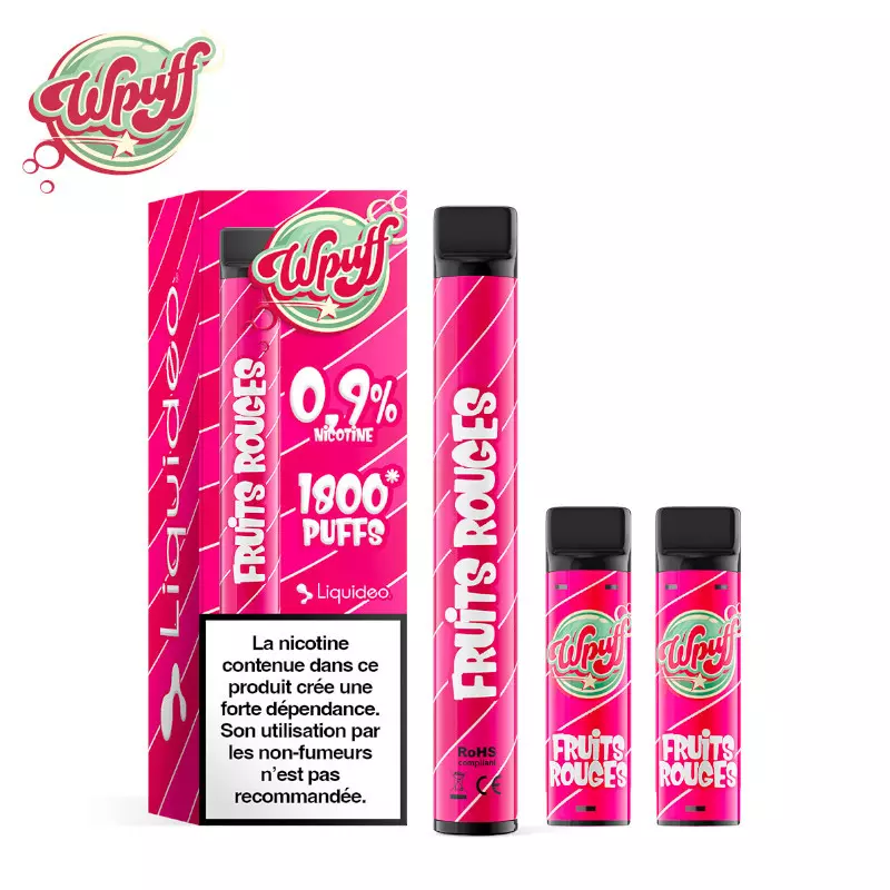 Kit Puff Wpuff 1800 1 Batterie + 3 Pods Fruits Rouges Liquideo 6980