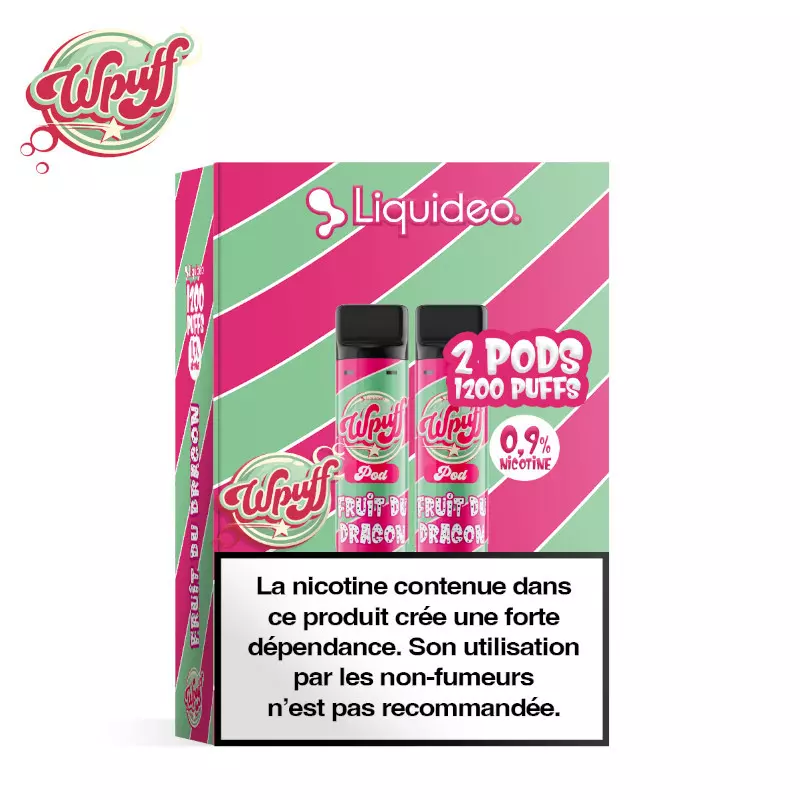 2 Recharges Puff Fruit du Dragon Wpuff 1800 Liquideo 6985