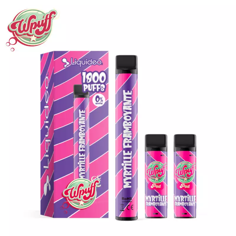 Kit Puff Wpuff 1800 1 Batterie + 3 Pods Myrtille Framboyante Liquideo 7013