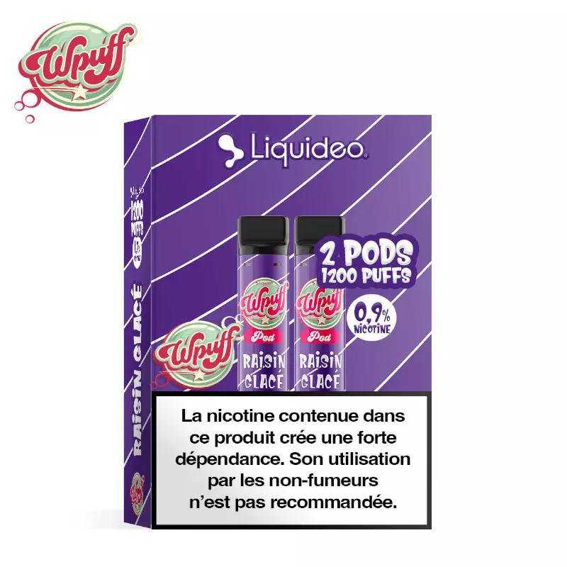 2 Recharges Puff Raisin Glacé 1800 Wpuff Liquideo 7014