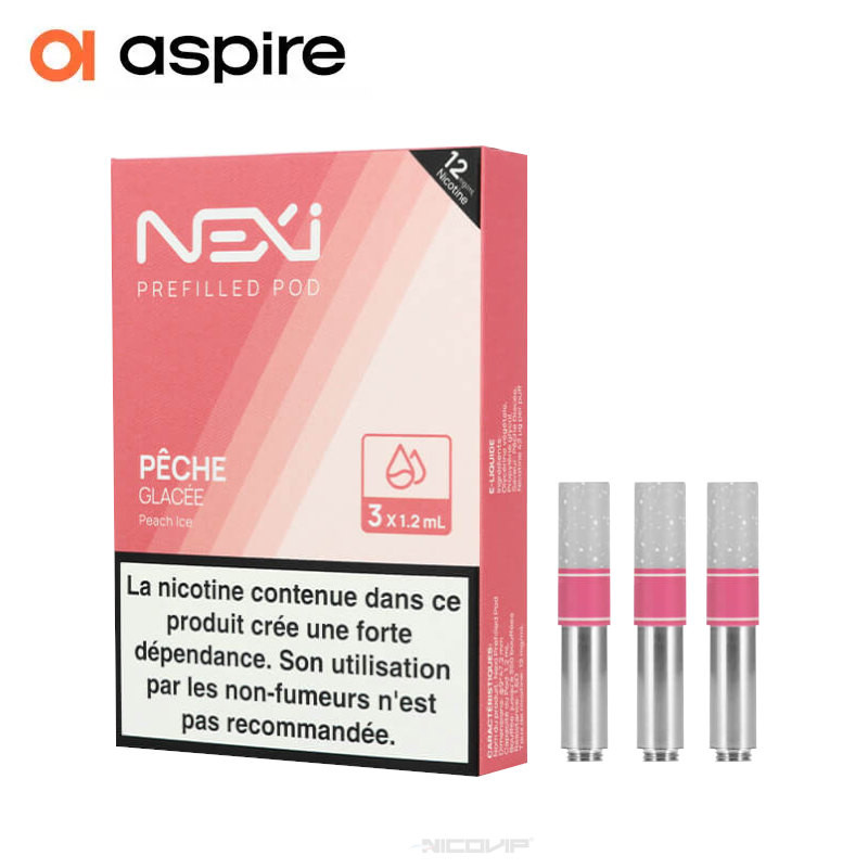 3 Recharges Nexi One Pêche Glacée 1,2ml Aspire - 20 mg