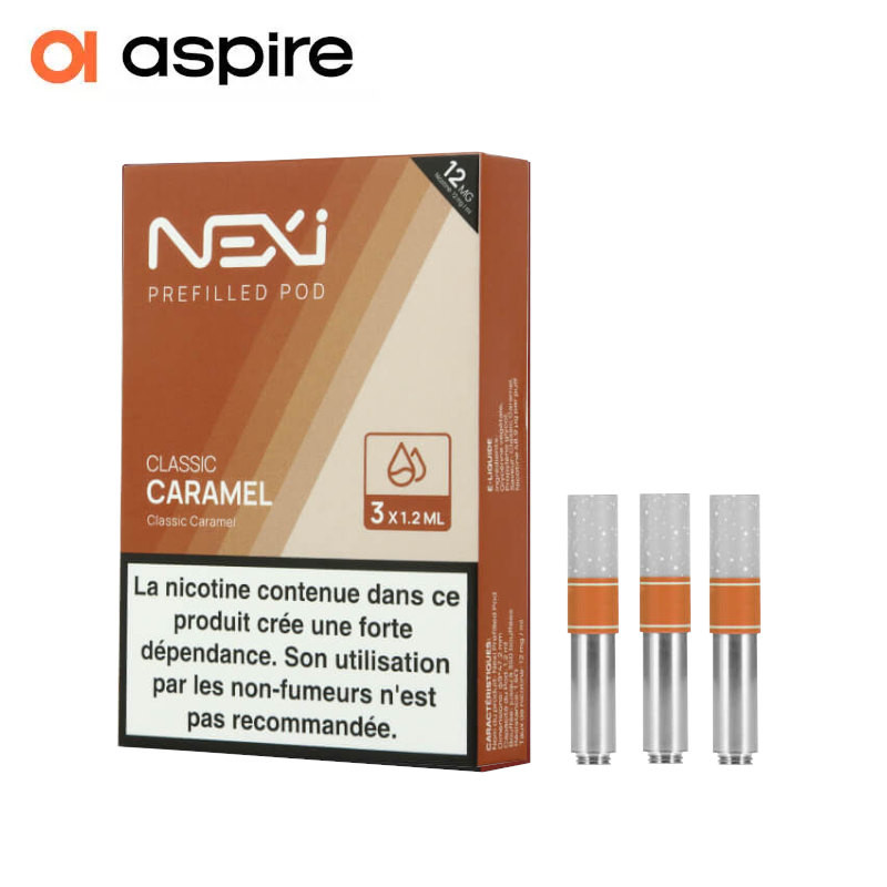 3 Cartouches Nexi One Classic Caramel 1,2ml Aspire avec nicotine