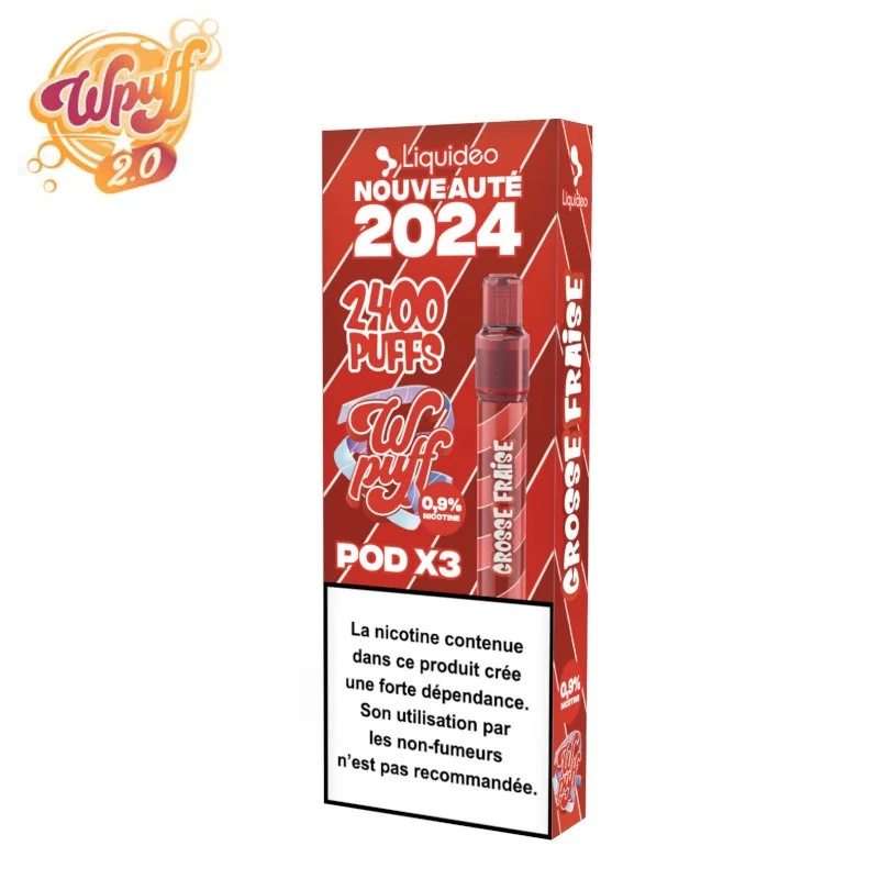 Kit Puff + 3 Pods Grosse Fraise Wpuff 2.0 Liquideo 7437