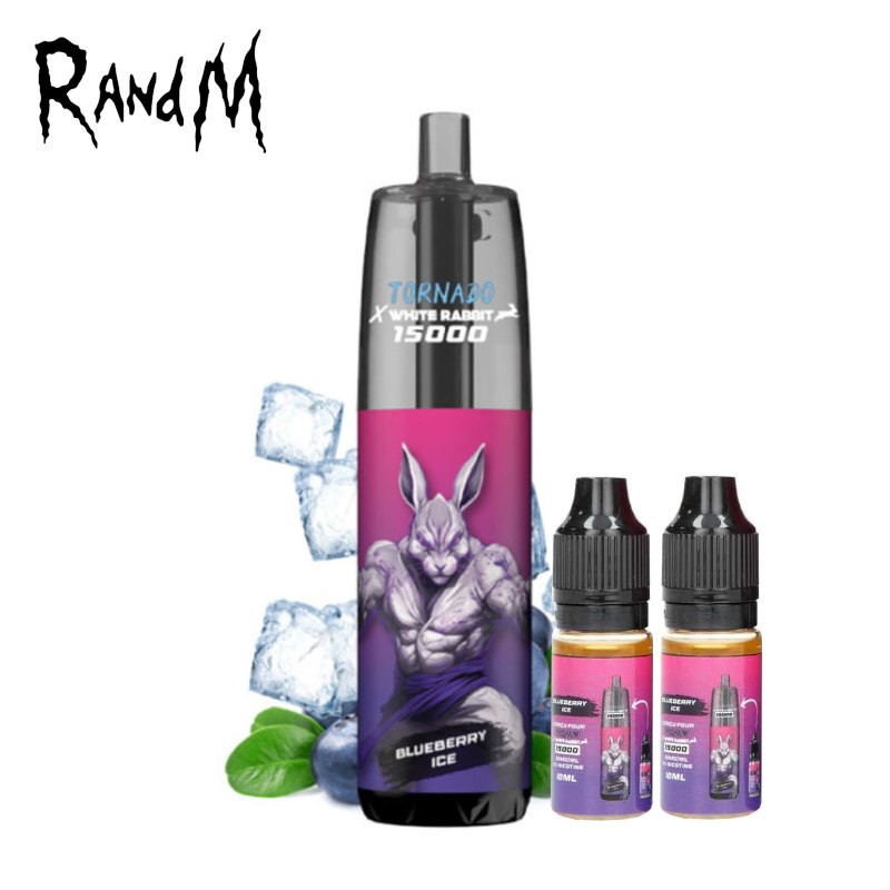 Kit Puff Tornado 15000 Blueberry Ice White Rabbit Randm