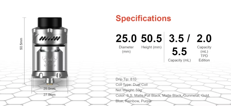 Dead Rabbit V3 RTA Hellvape caractéristiques