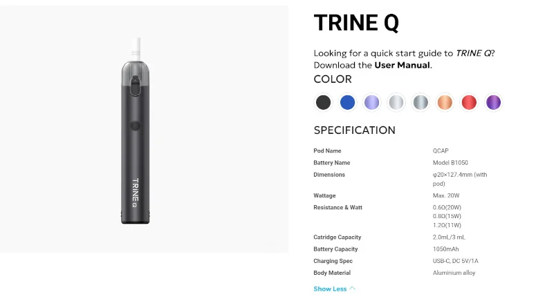 Kit Pod Trine fiche technique innokin