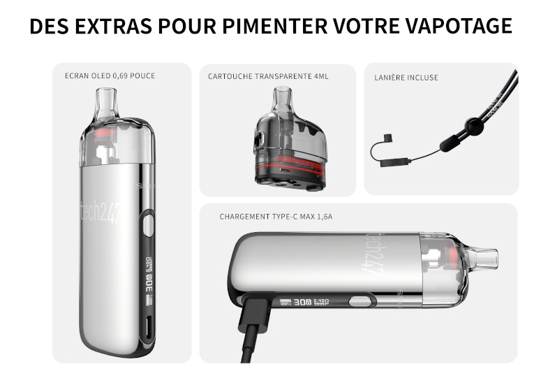 Kit pod tech247 Smok caractéristiques
