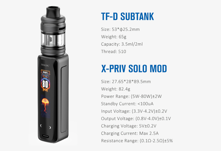 Kit X-Priv Solo Smok fiche technique