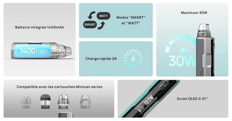 Kit Pod Pulz Pro 1400mAh Voopoo caractéristiques