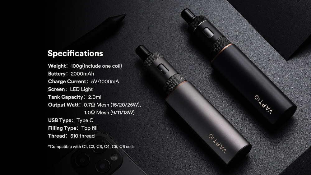 Kit Cosmo 2 2000mAh Vaptio caracteristiques